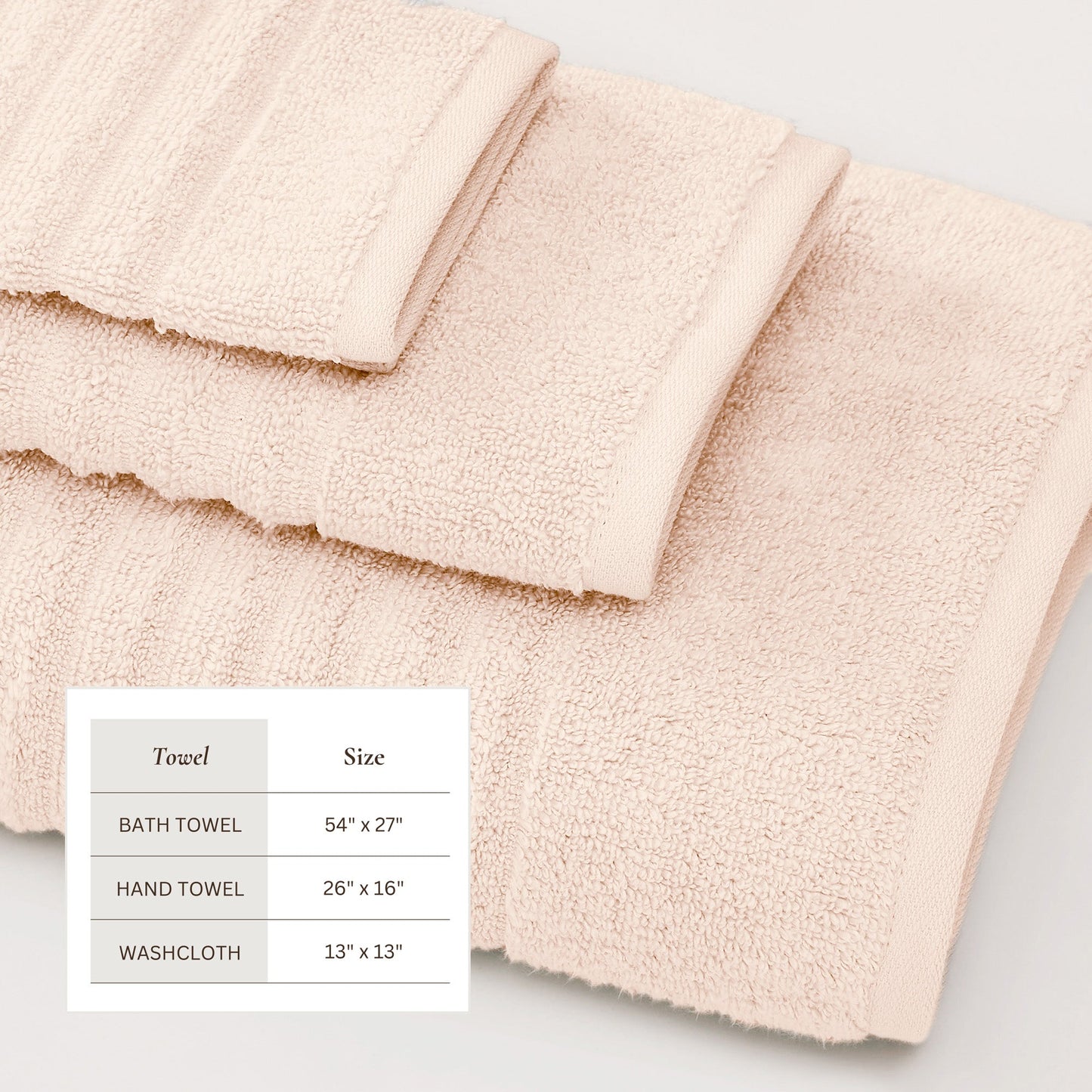 Luxury Combed Cotton and Ribbed Bath Towels