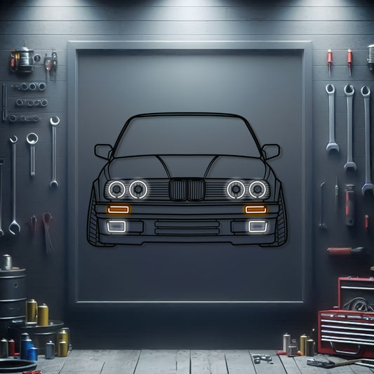 Décoration Murale Voiture Néon Métal Vue Avant E30 - MTN0081