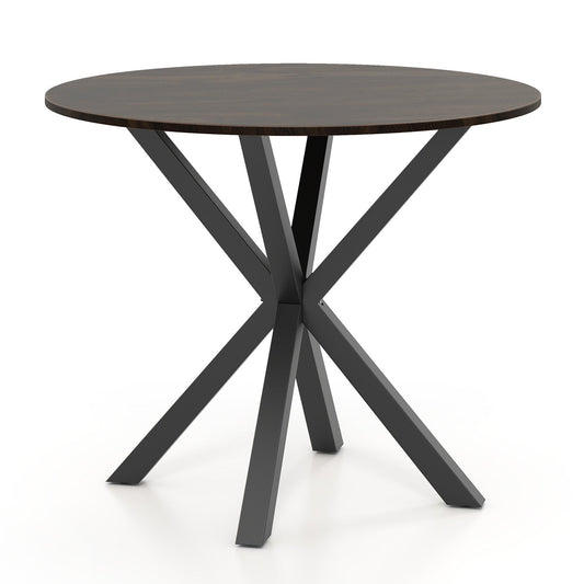 36 Inch Wood Dining Table with Intersecting Pedestal Base for 2-4 People-Brown - Tampa Home & Garden Store