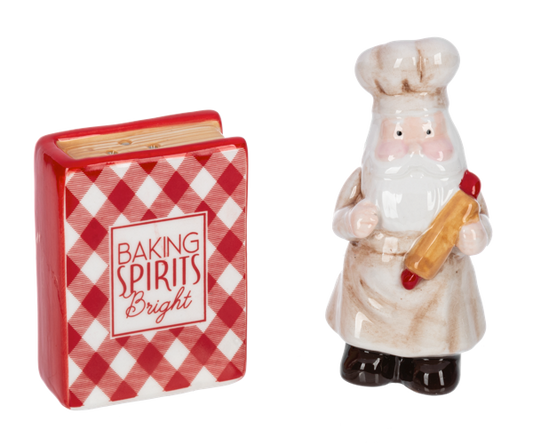 Ensemble de salière et poivrière Père Noël pâtissier