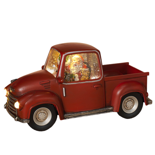Camion boule à eau lumineuse tournante avec le Père Noël au volant