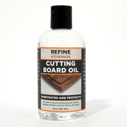 Cutting Board Oil bottle by Refine Kitchenware, clear plastic bottle with black cap, 8 oz on Tampa Home & Garden Store