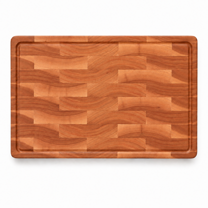 End grain cutting board Refine Kitchenware, 18 by 12 inches, patchwork warm brown tones on Tampa Home & Garden Store