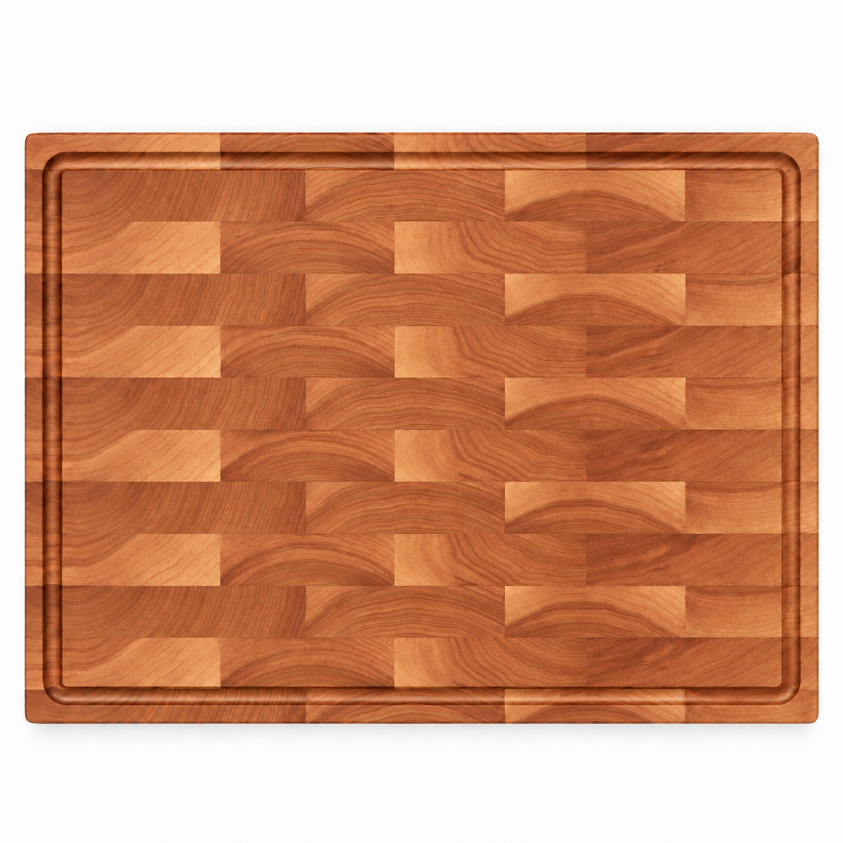 End grain cutting board 20×15 with warm brown wood blocks from Refine Kitchenware on Tampa Home & Garden Store