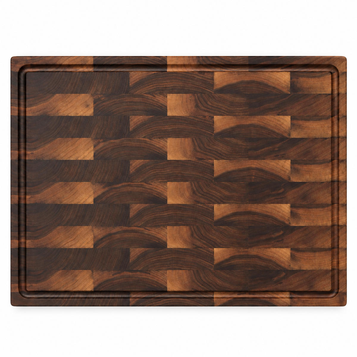 End grain cutting board 20x15 in with dark/light checkerboard blocks on Tampa Home & Garden Store