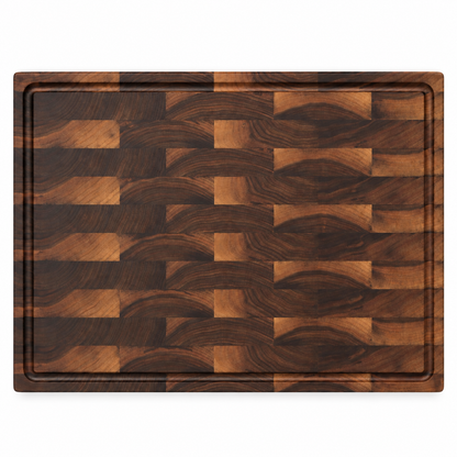 End grain cutting board 20x15 in with dark/light checkerboard blocks on Tampa Home & Garden Store