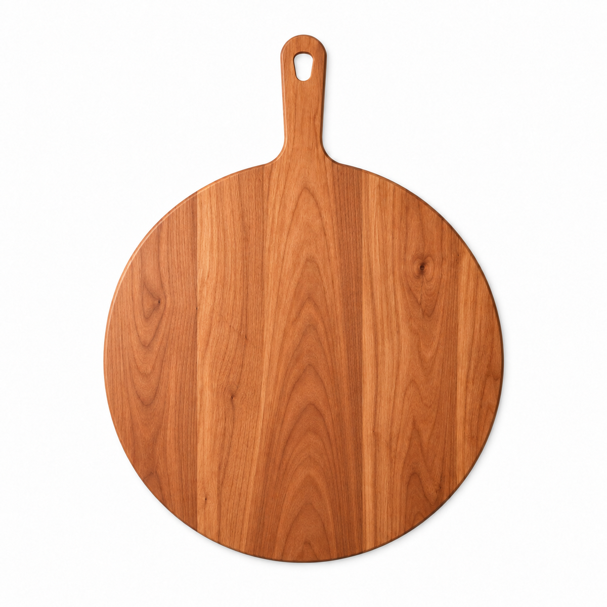 Round wooden pizza paddle by Refine Kitchenware with a handle hole, cutting board style on Tampa Home & Garden Store