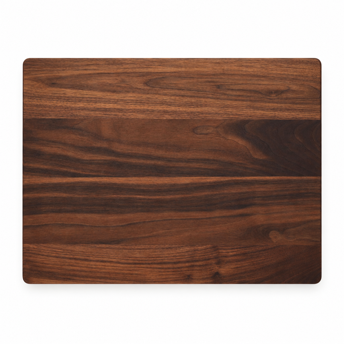 Cutting board 24x18 inch thick flat-grain wood with rounded corners, dark brown grain on Tampa Home & Garden Store