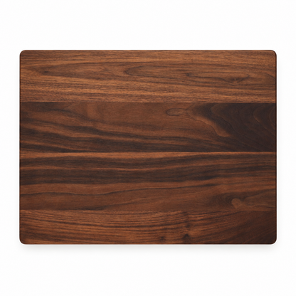 Cutting board 24x18 inch thick flat-grain wood with rounded corners, dark brown grain on Tampa Home & Garden Store