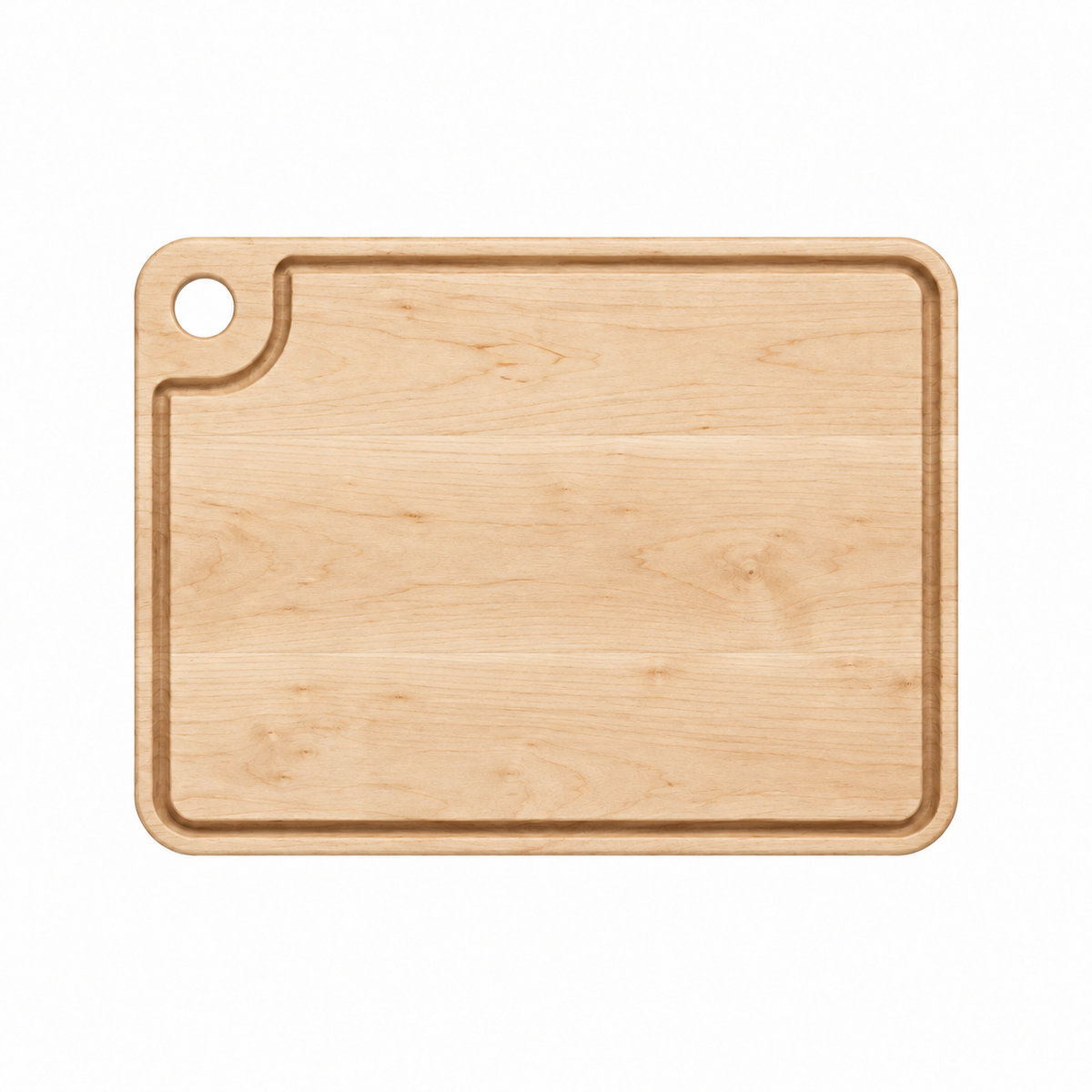 Thumb-Hole Cutting Board Refine Kitchenware, natural wood with rounded corners and inner groove on Tampa Home & Garden Store