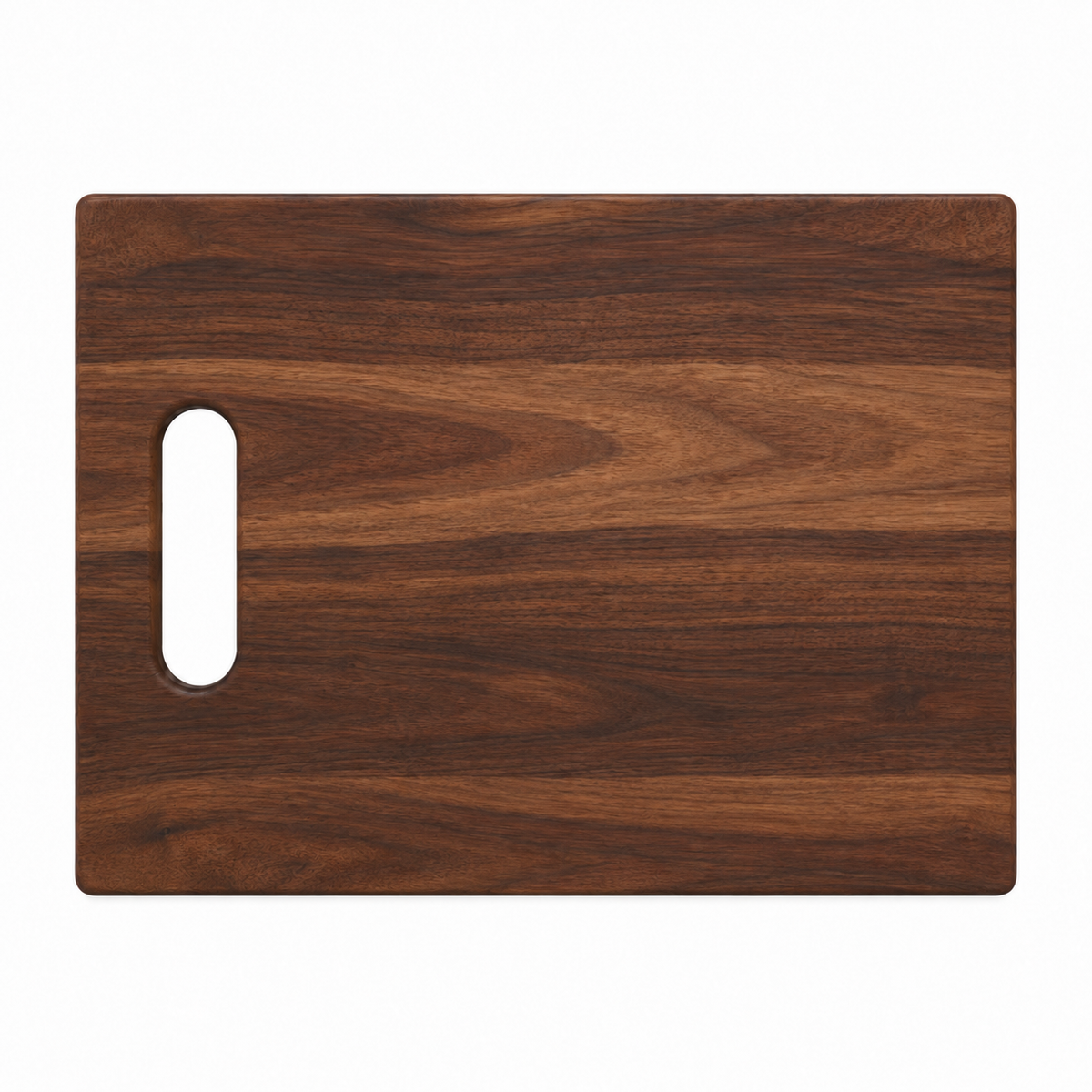 Single Handle Cutting Board by Refine Kitchenware in dark walnut wood with oval cutout on Tampa Home & Garden Store