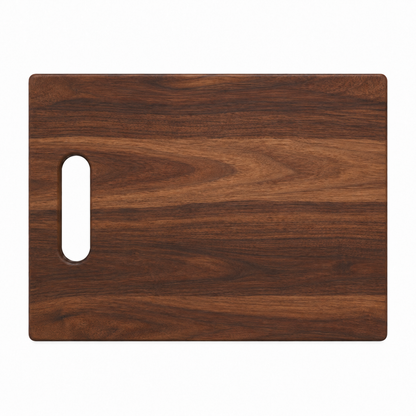 Single Handle Cutting Board by Refine Kitchenware in dark walnut wood with oval cutout on Tampa Home & Garden Store