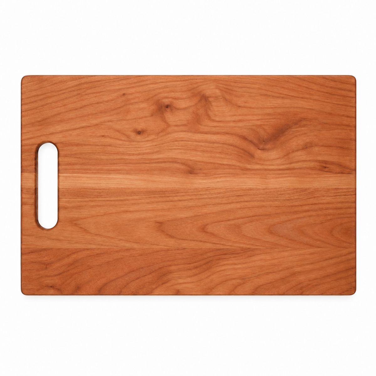 Single Handle Cutting Board Refine Kitchenware with warm wood grain and left oval slot on Tampa Home & Garden Store