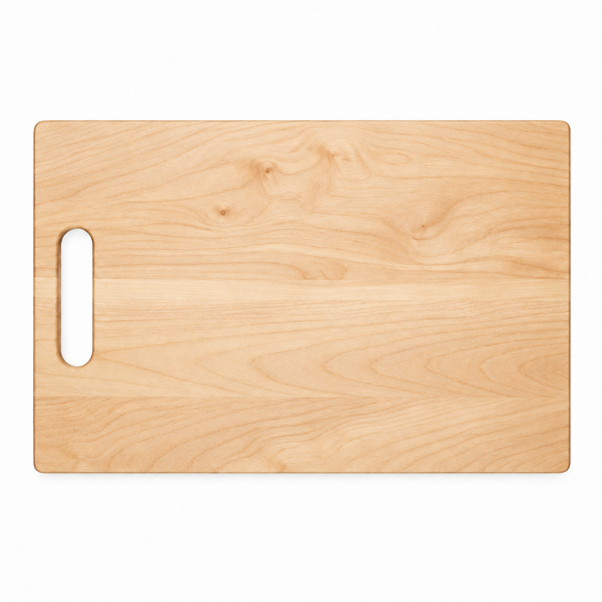 Single Handle Cutting Board by Refine Kitchenware, light wood with left oval handle cutout on Tampa Home & Garden Store