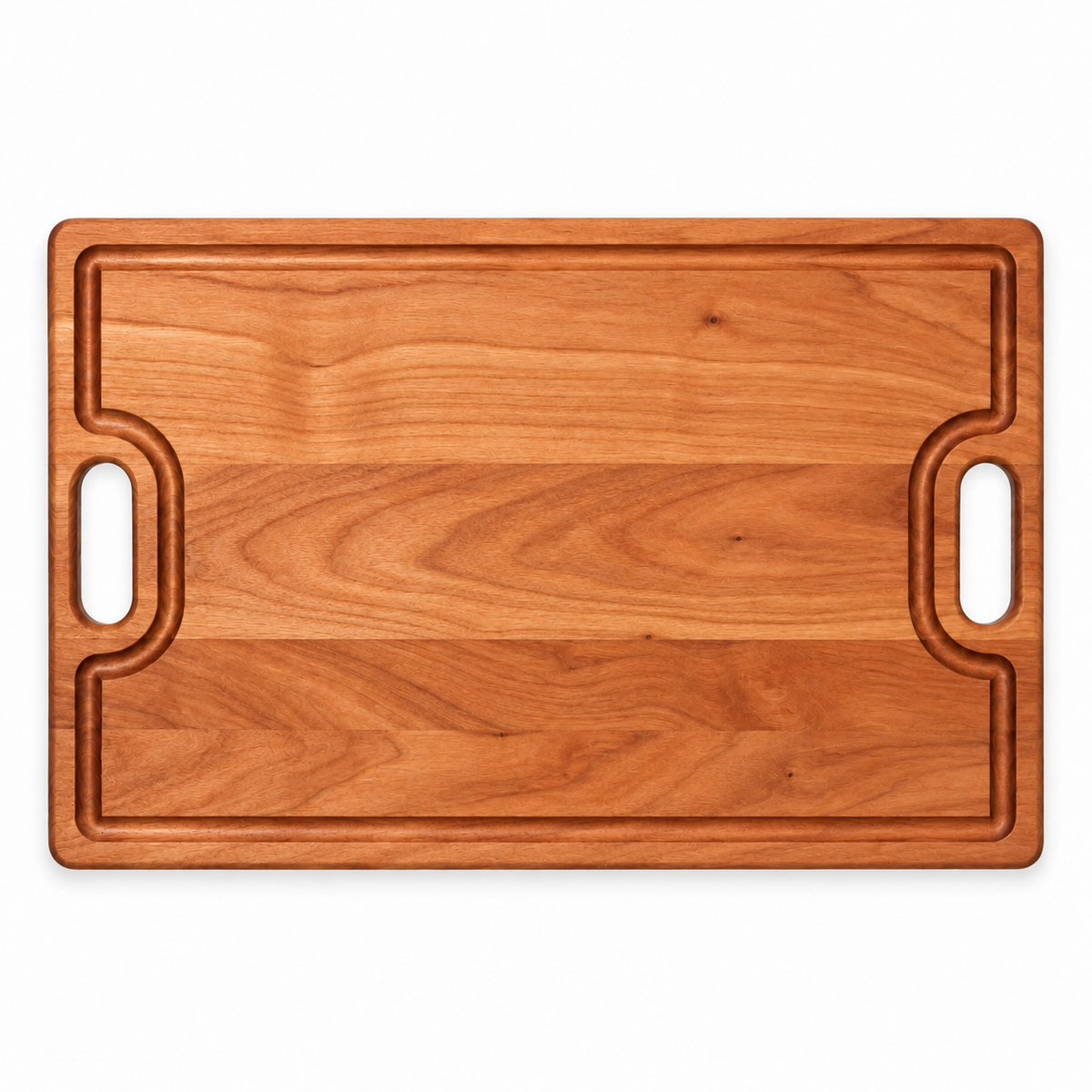 18x12 Classic Cutting Board with integrated oval side handles in warm wood finish on Tampa Home & Garden Store