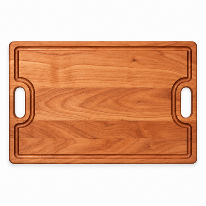 18x12 Classic Cutting Board with integrated oval side handles in warm wood finish on Tampa Home & Garden Store