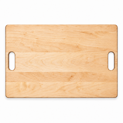 Cutting board 18x12 inch in natural wood with dual rounded handles on Tampa Home & Garden Store
