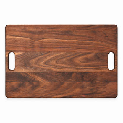Refine Kitchenware 18x12 cutting board, two-tone wood with center stripe and oval handles on Tampa Home & Garden Store