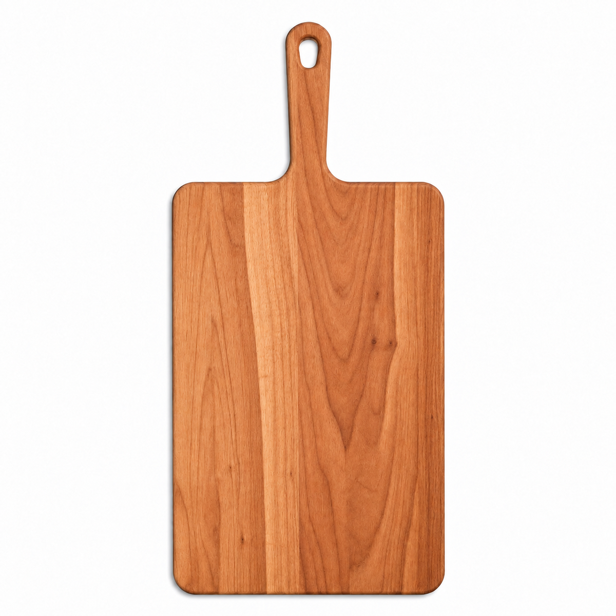Wide Paddle Board serving cutting board in warm wood with top handle by Refine Kitchenware on Tampa Home & Garden Store
