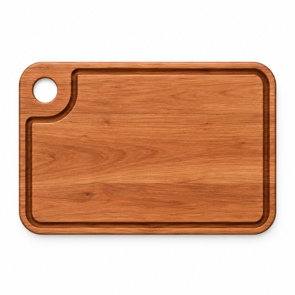 Thumb-Hole Cutting Board by Refine Kitchenware, wooden board with thumb notch and rounded edge groove on Tampa Home & Garden Store