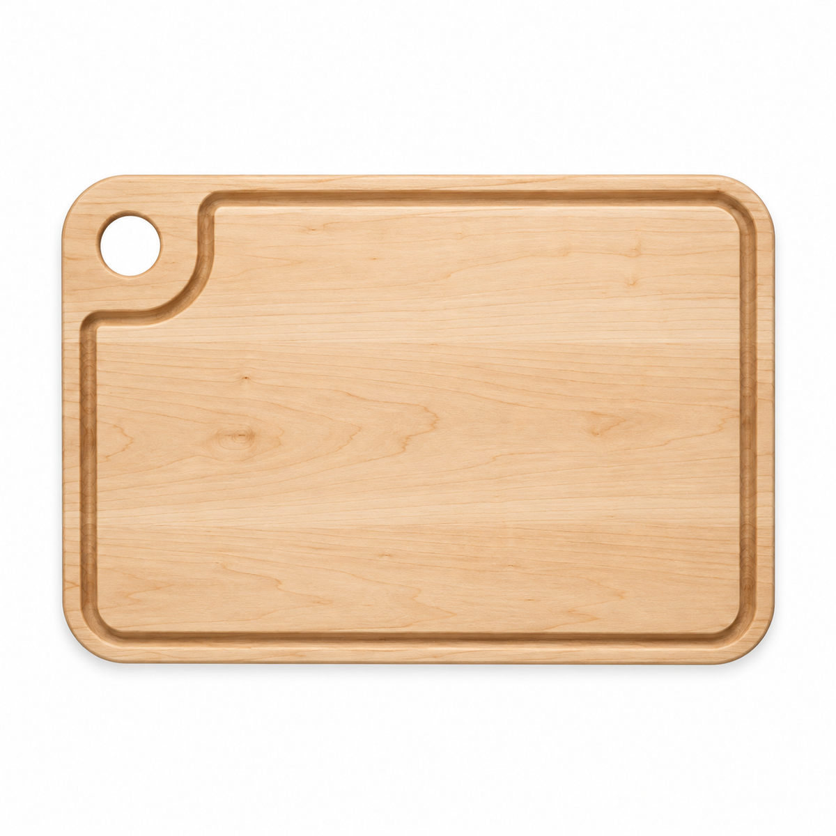 Thumb-Hole Cutting Board natural wood with circular thumb hole and groove Refine Kitchenware on Tampa Home & Garden Store
