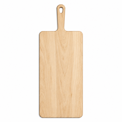 Wide paddle serving board in light natural wood grain on Tampa Home & Garden Store