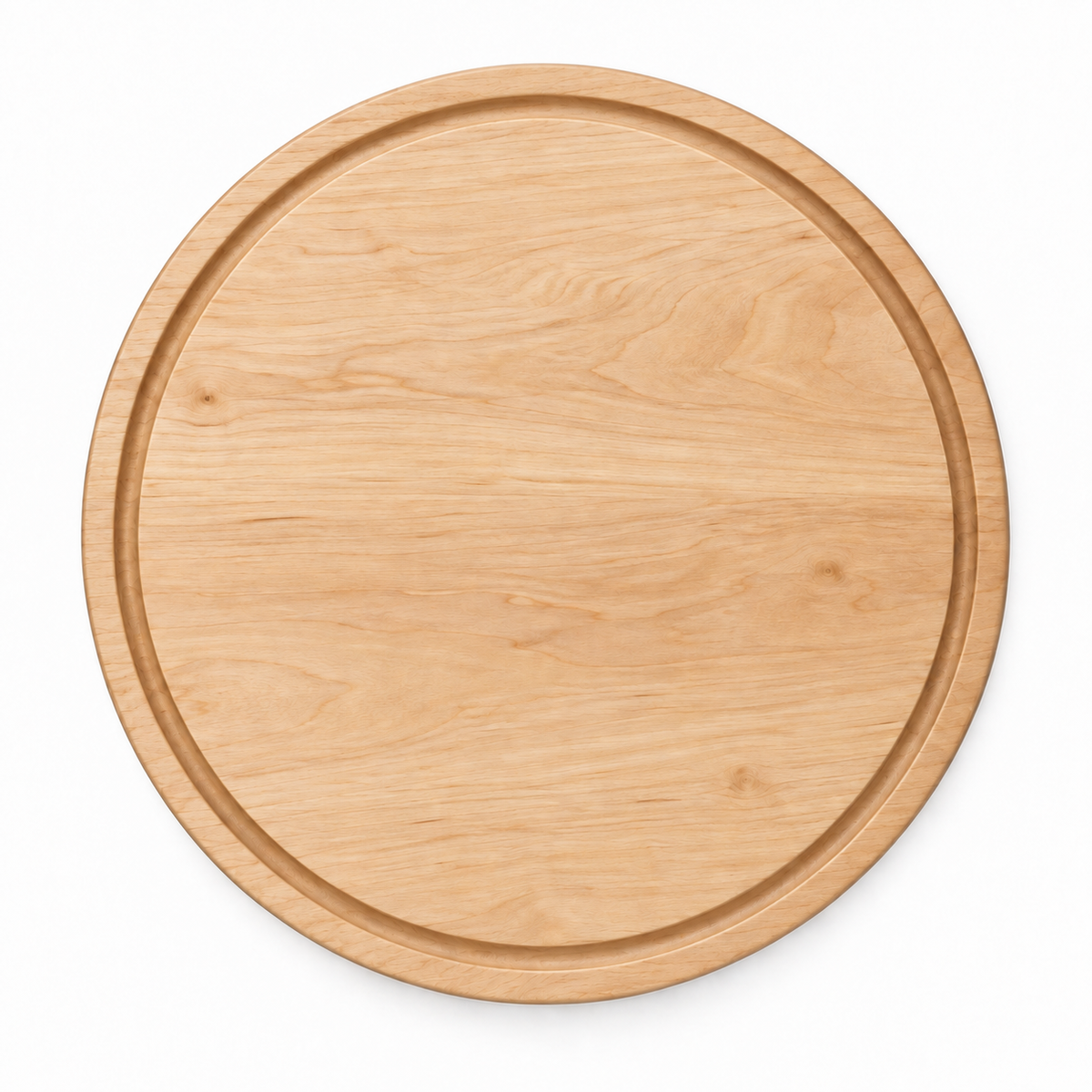 15in Thick Round Cutting Board Refine Kitchenware natural wood with recessed edge on Tampa Home & Garden Store
