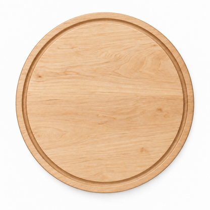 15in Thick Round Cutting Board Refine Kitchenware natural wood with recessed edge on Tampa Home & Garden Store