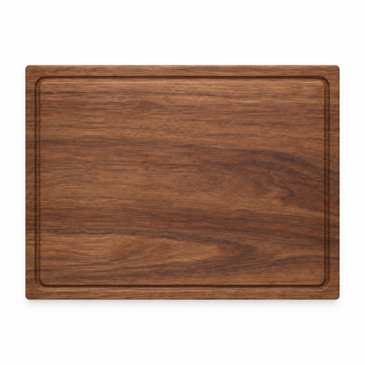 20x15 Thick Flat Grain Cutting Board by Refine Kitchenware in walnut wood with grooved edge on Tampa Home & Garden Store