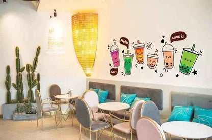Boba Decor wall art by Shaketea featuring five colorful cup illustrations, easy to install on Tampa Home & Garden Store