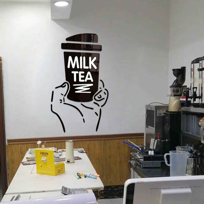 Boba Wall Art Decor acrylic milk tea cup mural on white wall, cafe vibe on Tampa Home & Garden Store