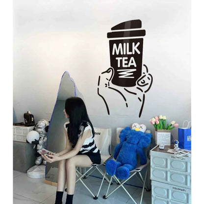Boba wall art decor acrylic cafe and tea shop illustration of a black milk tea cup on wall on Tampa Home & Garden Store