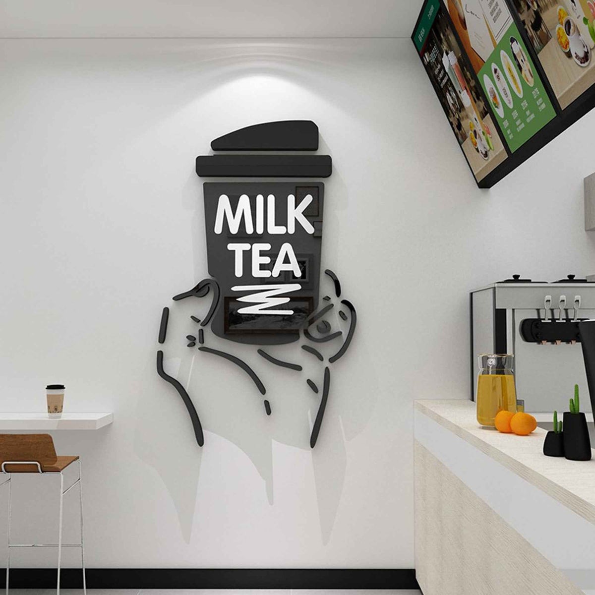 Boba wall art decor acrylic milk tea cup sign by Shaketea for cafe decor on Tampa Home & Garden Store