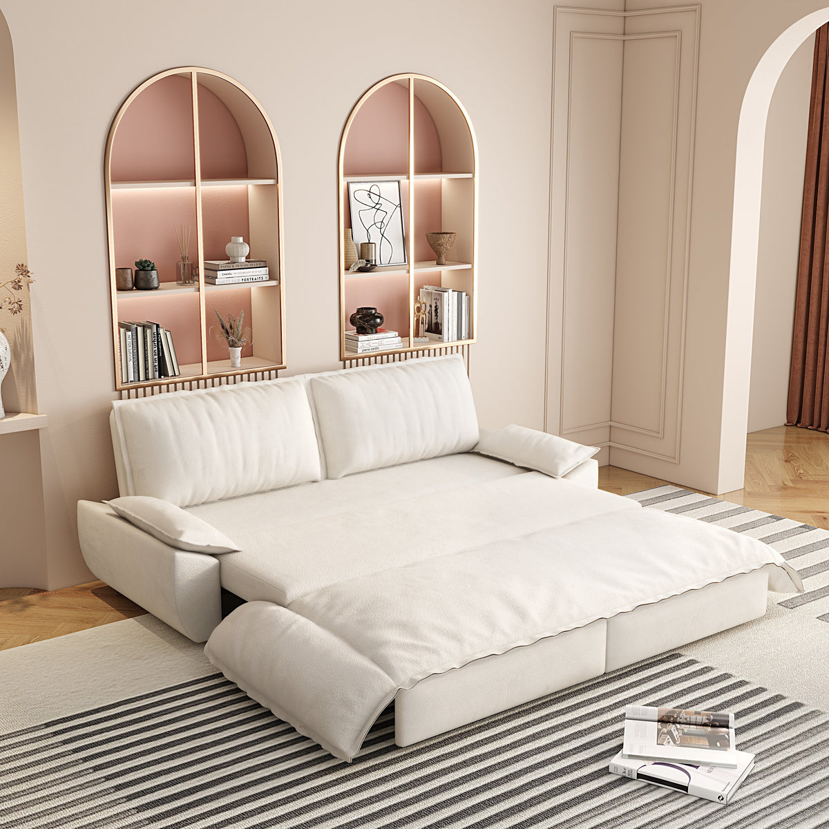 Convertible Velvet Sofa and Queen Pull Out Bed