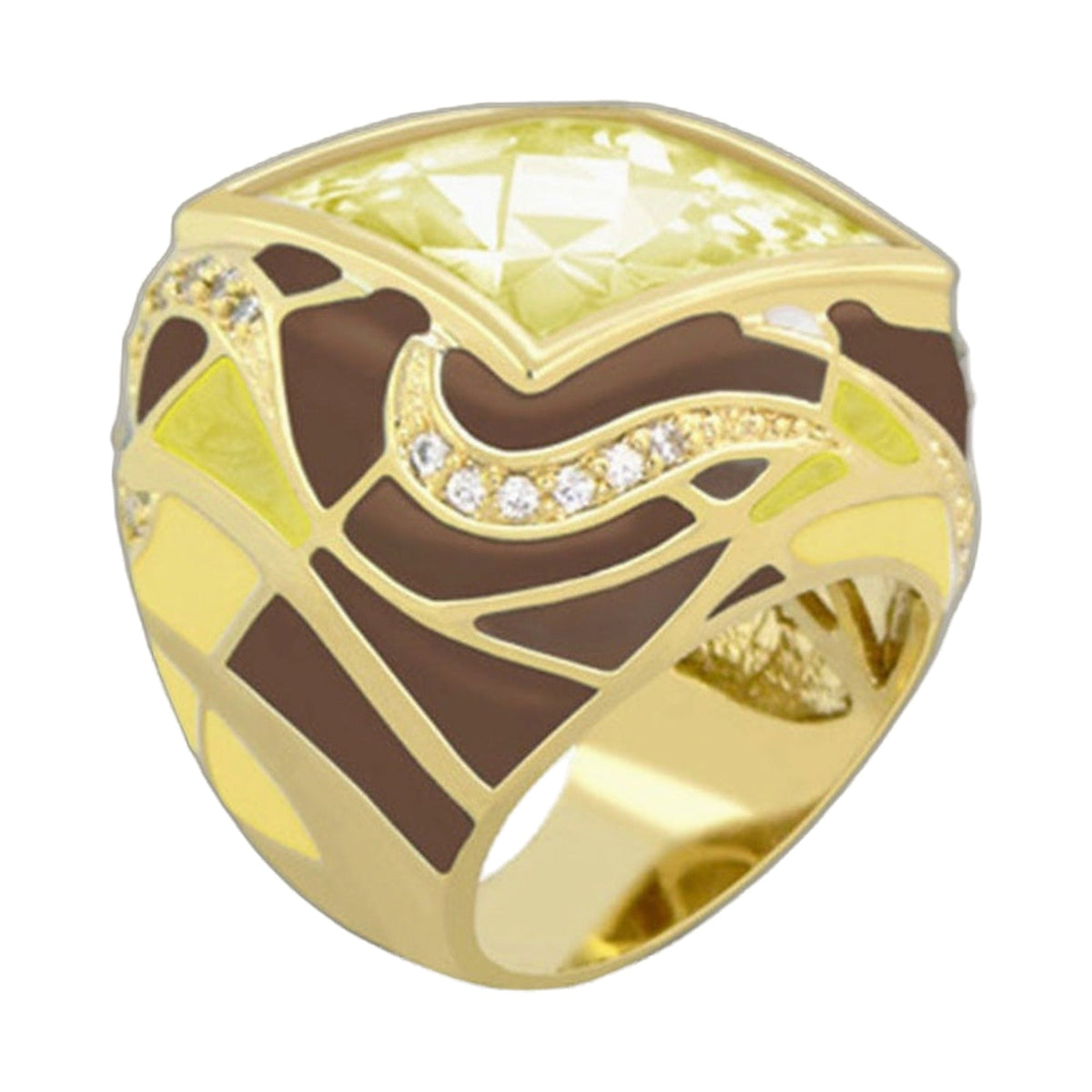 Bold Splash and Gold Plated Cocktail Ring
