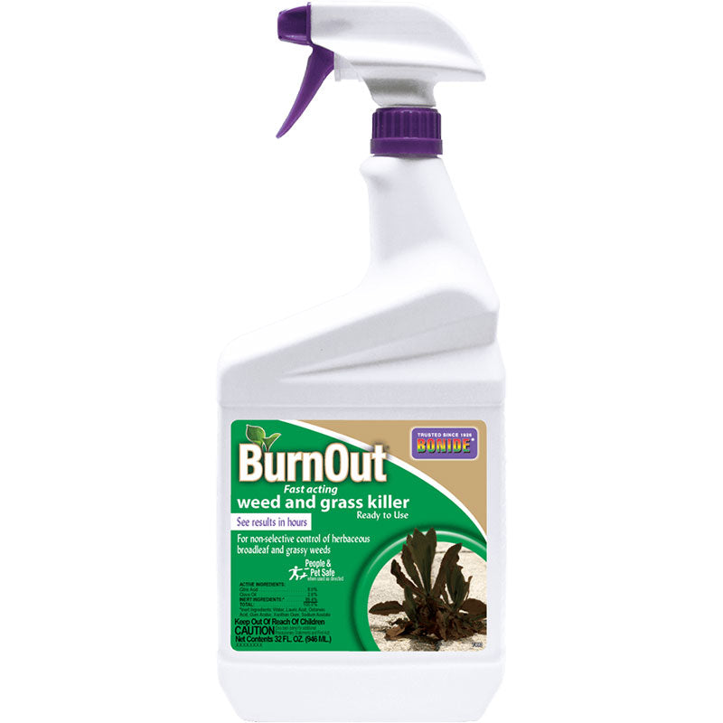 Bonide BurnOut ready-to-use weed and grass killer spray bottle with purple trigger on Tampa Home & Garden Store
