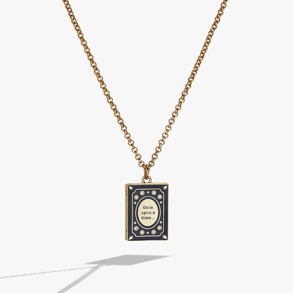 A Reader Lives A Thousand Lives book club locket pendant necklace in gold-tone chain by Alex and Ani on Tampa Home & Garden Store