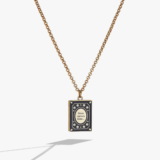 A Reader Lives A Thousand Lives book club locket pendant necklace in gold-tone chain by Alex and Ani on Tampa Home & Garden Store
