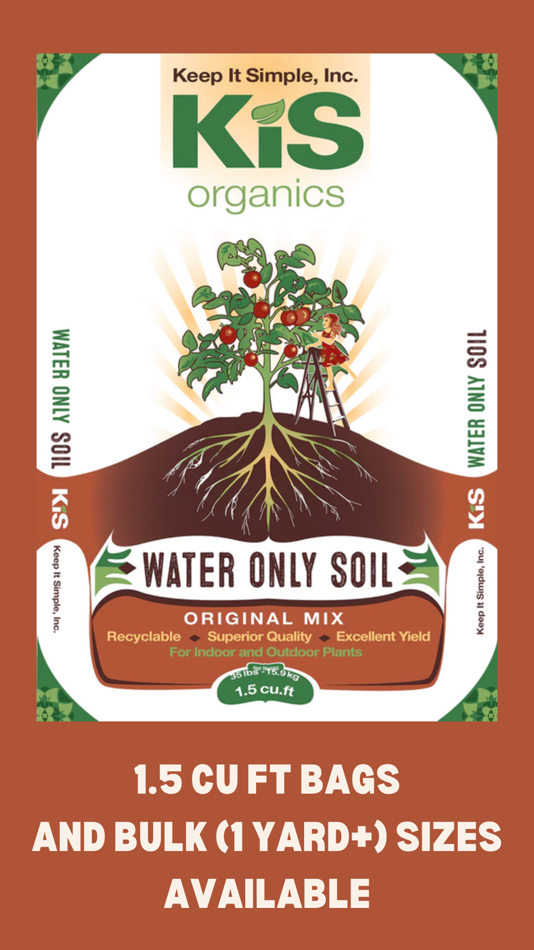 KIS Organics Water Only Soil Mix 1.5 cu ft for indoor/outdoor plants on Tampa Home & Garden Store