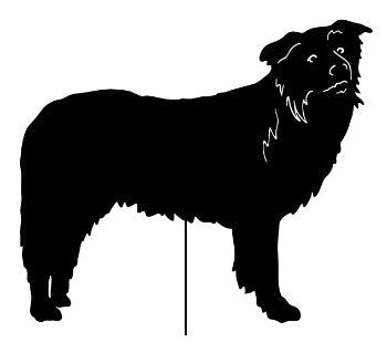Border Collie garden stake silhouette, black standing profile, style 2 by Rustica Ornamentals on Tampa Home & Garden Store
