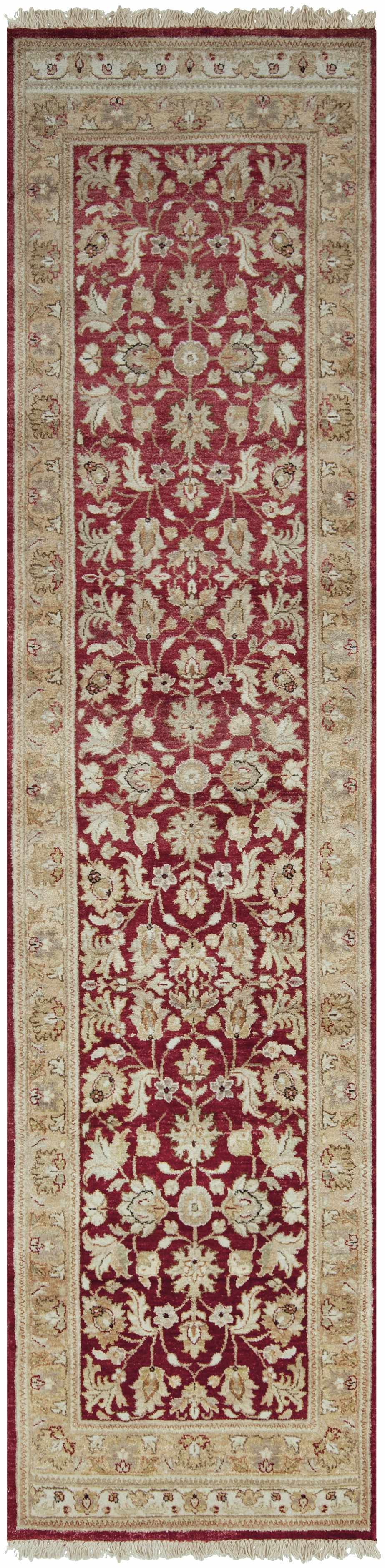 Red & Gold premium wool area rug runner by Boutique Rugs with cream floral border on Tampa Home & Garden Store