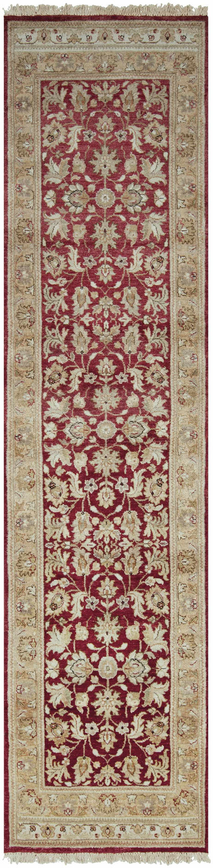 Red & Gold premium wool area rug runner by Boutique Rugs with cream floral border on Tampa Home & Garden Store
