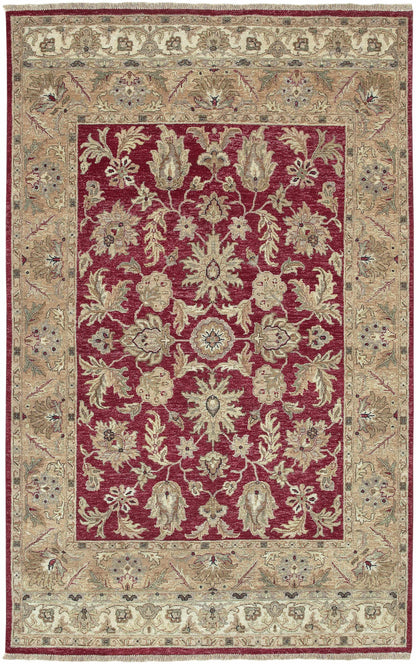 Red&Gold Premium Wool Area Rug with maroon field and beige border Boutique Rugs clearance on Tampa Home & Garden Store
