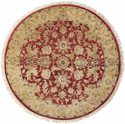 Red&Gold Premium Wool Area Rug round with ornate floral pattern by Boutique Rugs on Tampa Home & Garden Store