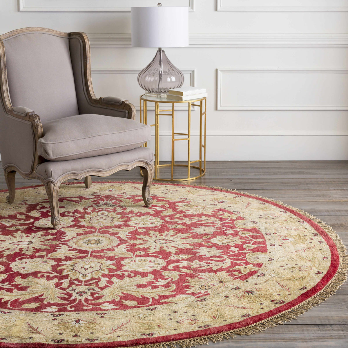 Red&Gold premium wool area rug by Boutique Rugs with ornate floral motif on Tampa Home & Garden Store
