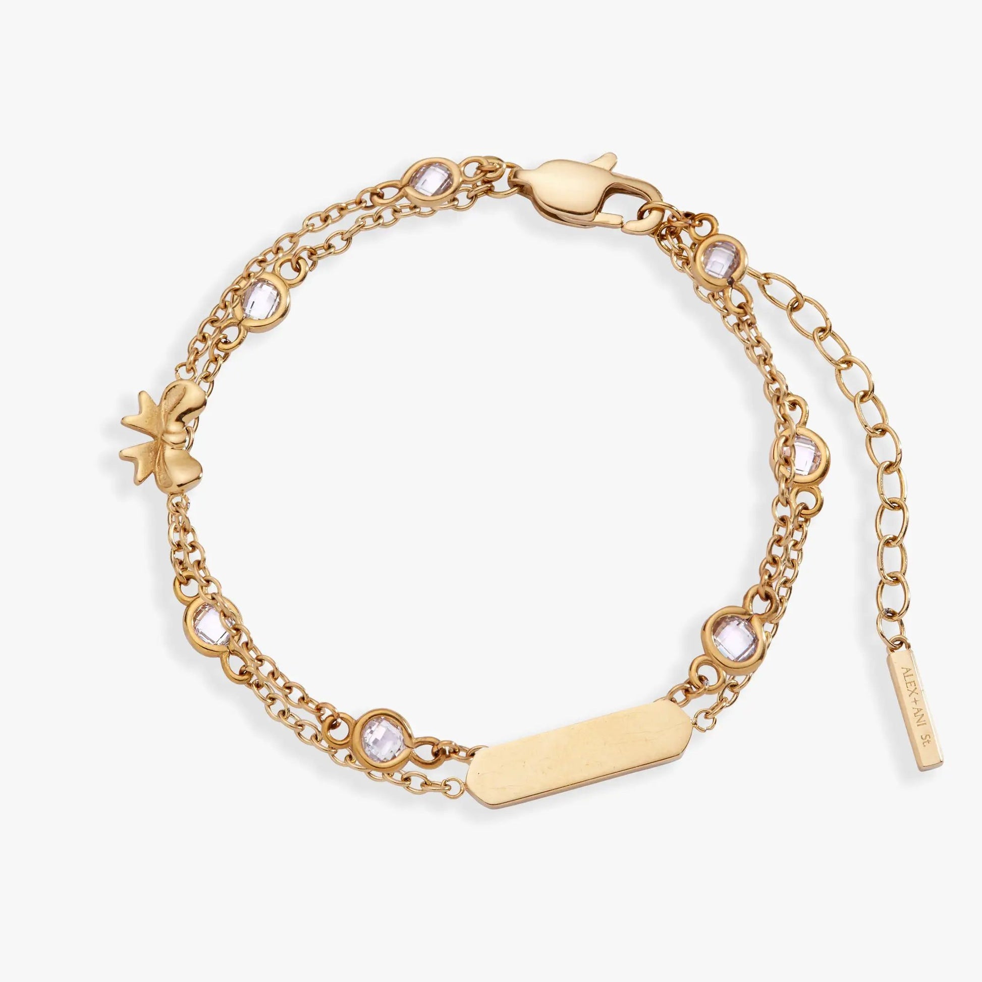 Bow Chain Double Strand Bracelet gold-tone with crystal beads ALEX AND ANI on Tampa Home & Garden Store