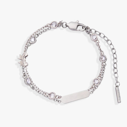 Bow Chain Double Strand Bracelet by ALEX AND ANI in silver-tone with crystal beads on Tampa Home & Garden Store