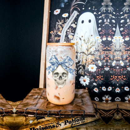 Blue and White Chinoiserie Bow Skull Tumbler