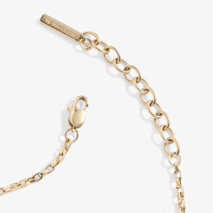 Everyday Box Link Chain Bracelet gold-tone with engraved tag near clasp ALEX AND ANI on Tampa Home & Garden Store
