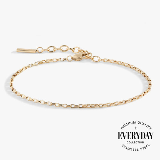 Alex and Ani Everyday Box Link Chain Bracelet gold-tone stainless steel on Tampa Home & Garden Store